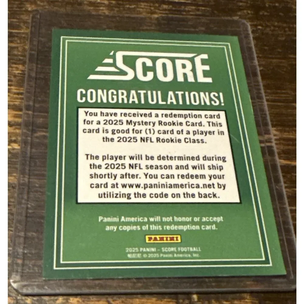 2025 SCORE Football Mystery Rookies 2 Redemption Carson Schwesinger ROTY Browns